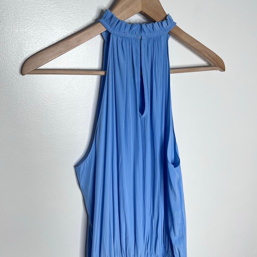 Ramy Brook Karoline Halter Mini Dress Blue Pleated Sleeveless Women Size M READ - Picture 8 of 14